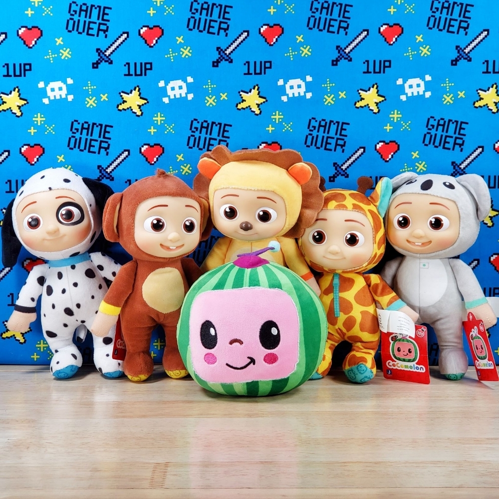 Cocomelon & JJ Puppy - Lion - Giraffe - Monkey and Koala Toddlers Plush Set New
